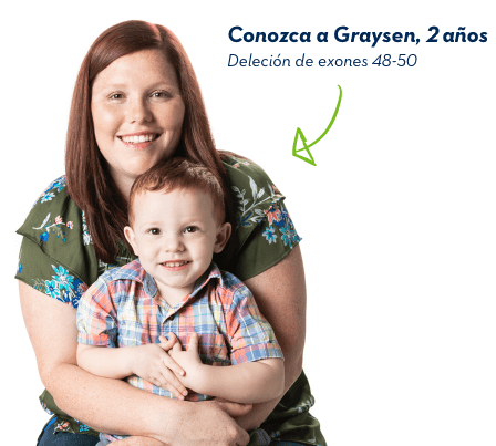 Conozca a Graysen, 2 años. Deleción de exones 48-50.