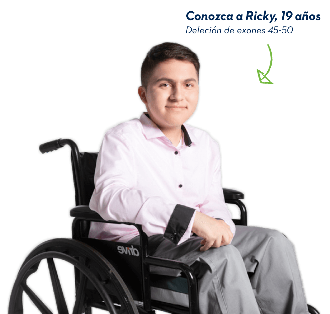 Conozca a Ricky, 19 años. Deleción de exones 45-50.