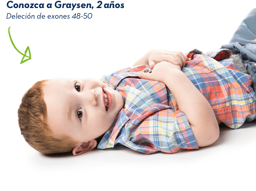 Conozca a Graysen, 2 años. Deleción de exones 48-50