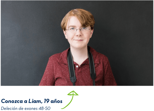Conozca a Liam, 19 años. Deleción de exones 48-50.