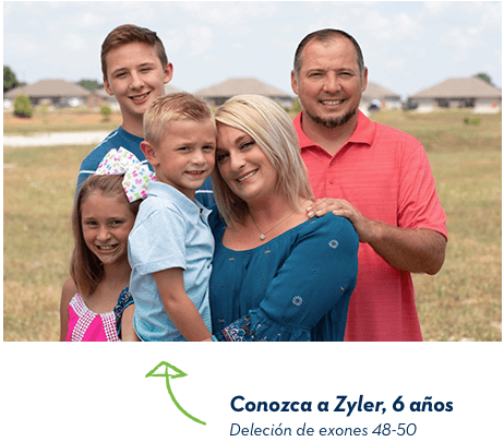 Conozca a Zyler, 6 años. Deleción de exones 48-50.