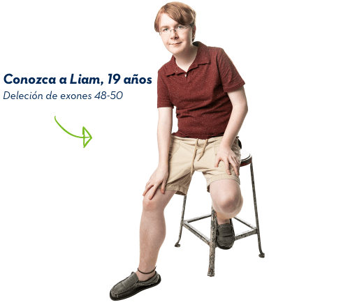 Conozca a Liam, 19 años. Deleción de exones 48-50.