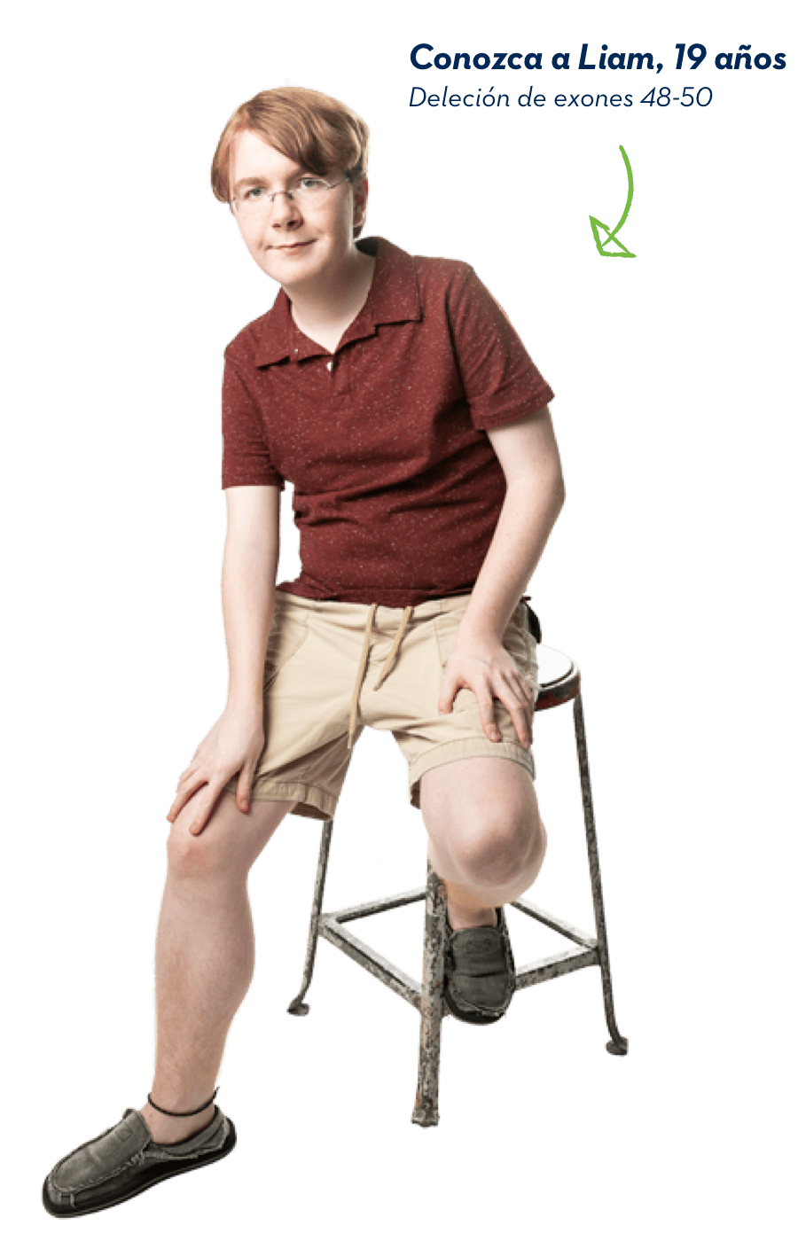 Conozca a Liam, 19 años. Deleción de exones 48-50.
