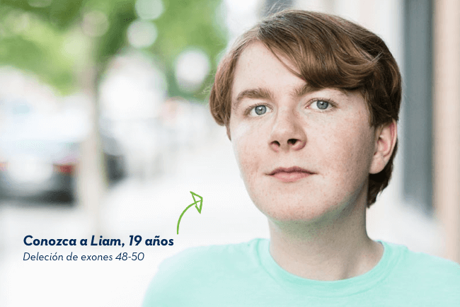 Conozca a Liam, 19 años. Deleción de exones 48-50.