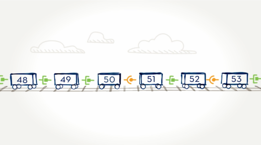 EXONDYS 51 understanding exon skipping EXONDYS 51 illustration of exons shown as train cars as part of explaining exon skipping technology